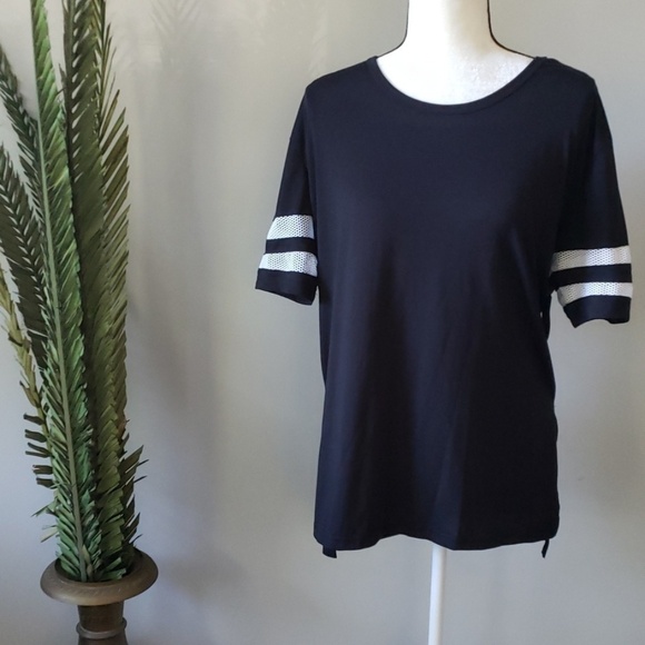 BCG black and white varsity tee with mesh panel NWT - Picture 1 of 6